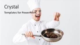  Presentation with cook chef - Colorful presentation theme enhanced with cheerful chef cook wearing uniform backdrop and a  colored foreground