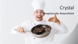  Presentation with cook chef - Amazing PPT theme having cheerful chef cook wearing uniform backdrop and a  colored foreground