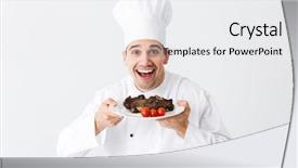  Presentation with cook chef - Beautiful slides featuring cheerful chef cook wearing uniform backdrop and a  colored foreground