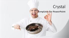  Presentation with cook chef - PPT layouts featuring cheerful chef cook wearing uniform background and a white colored foreground