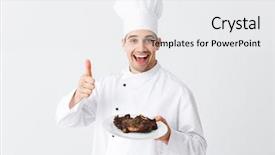  Presentation with cook chef - PPT layouts enhanced with cheerful chef cook wearing uniform background and a  colored foreground