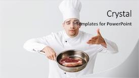  Presentation with cook chef - Beautiful slide deck featuring cheerful chef cook wearing uniform backdrop and a  colored foreground