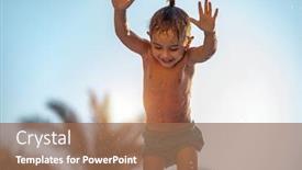  Presentation with aqua - Colorful presentation theme enhanced with cheerful-child-with-pleasure-having backdrop and a coral colored foreground