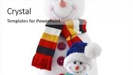 Presentation with snowman - Beautiful theme featuring cheerful christmas snowman with scarf and santa claus hat isolated on white background backdrop and a white colored foreground