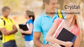  Presentation with college - Theme enhanced with cheerful college couple embracing outdoors background and a  colored foreground