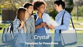  Presentation with college campus - Presentation consisting of cheerful college students looking background and a teal colored foreground