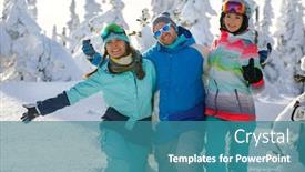  Presentation with forest company - Beautiful slide set featuring cheerful-company-of-friends backdrop and a teal colored foreground