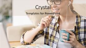  Presentation with remote - Amazing presentation theme having cheerful confident attractive female remote backdrop and a  colored foreground