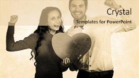  Presentation with paper heart from music book - Audience pleasing slides consisting of cheerful couple holding paper heart backdrop and a lemonade colored foreground