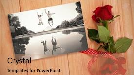  Presentation with swimming - Beautiful theme featuring couple jumping into swimming pool backdrop and a coral colored foreground