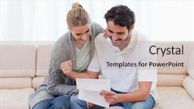  Presentation with job letter - PPT theme having cheerful couple reading a letter background and a coral colored foreground