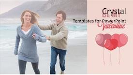  Presentation with girl running on the beach clouds - Slide set consisting of cheerful couple running at beach background and a  colored foreground