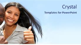  Presentation with thumbs up - PPT layouts featuring cheerful couple showing thumbs up background and a sky blue colored foreground