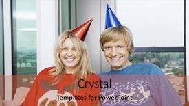  Presentation with christmas party - Cool new slide set with cheerful couple wearing christmas sweater backdrop and a  colored foreground