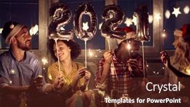  Presentation with new home - Colorful presentation enhanced with cheerful-couples-having-good-time backdrop and a tawny brown colored foreground