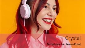  Presentation with colorful music - PPT theme enhanced with cheerful-cute-young-girl background and a red colored foreground