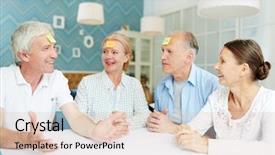  Presentation with stuck - Slides consisting of cheerful elderly friends with notepapers background and a lemonade colored foreground