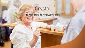  Presentation with elderly home - Colorful PPT layouts enhanced with cheerful-elderly-in-the-retirement backdrop and a lemonade colored foreground