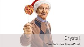  Presentation with lollipop - PPT theme consisting of cheerful-elderly-man background and a light gray colored foreground