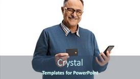  Presentation with credit card - Presentation theme enhanced with cheerful-elderly-man background and a ocean colored foreground