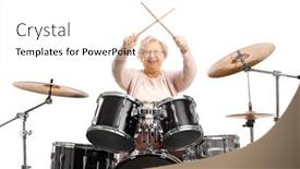  Presentation with elderly - Presentation theme featuring cheerful-elderly-woman-holding-crossed background and a white colored foreground