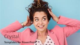  Presentation with unicorn - Beautiful slides featuring cheerful-excited-young-girl-standing backdrop and a coral colored foreground