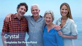  Presentation with sea law - Beautiful presentation theme featuring cheerful family by sea backdrop and a ocean colored foreground