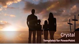  Presentation with sky holy - Theme consisting of cheerful family holding hands background and a tawny brown colored foreground