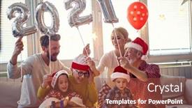  Presentation with doctor a new born and family - Theme having cheerful-family-looking-forward-new background and a tawny brown colored foreground