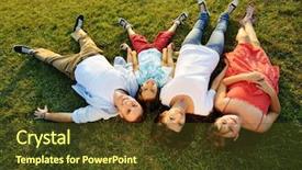  Presentation with summer - Presentation theme consisting of cheerful family lying on beautiful background and a tawny brown colored foreground