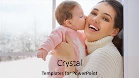  Presentation with mother baby animation - Cool new slide set with cheerful family mother and baby backdrop and a coral colored foreground