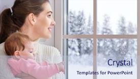  Presentation with planning family baby - Presentation theme consisting of cheerful family mother and baby background and a sky blue colored foreground