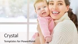  Presentation with happy baby - Colorful slide set enhanced with cheerful family mother and baby backdrop and a  colored foreground