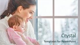  Presentation with happy baby - Presentation theme consisting of cheerful family mother and baby background and a sky blue colored foreground