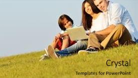  Presentation with meadow - Presentation with cheerful family on beautiful summer background and a  colored foreground