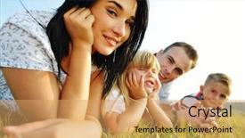  Presentation with meadow - Presentation design enhanced with cheerful family on beautiful summer background and a yellow colored foreground