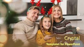  Presentation with living room family - Cool new presentation theme with cheerful-family-sitting-together backdrop and a tawny brown colored foreground