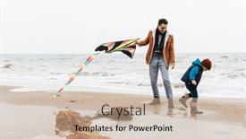  Presentation with beach rainbow - Presentation design consisting of cheerful-father background and a soft green colored foreground