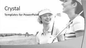  Presentation with golf course - Colorful slides enhanced with cheerful female friends at golf backdrop and a white colored foreground