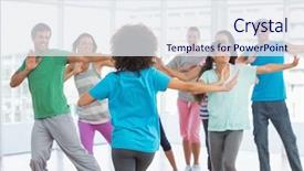  Presentation with exercise class - PPT theme featuring portrait of an african baboon background and a light gray colored foreground