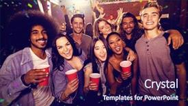  Presentation with australia colours - Colorful theme enhanced with cheerful friends at nightclub backdrop and a navy blue colored foreground