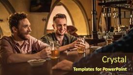  Presentation with pub - Cool new PPT theme with cheerful friends drinking draft beer in a pub backdrop and a tawny brown colored foreground