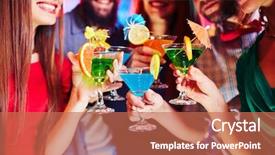  Presentation with cheerful - Beautiful presentation theme featuring cheerful friends holding martini glasses backdrop and a coral colored foreground
