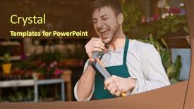  Presentation with spirits - Slides with cheerful-gardener-apprentice-with-garden background and a tawny brown colored foreground