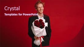  Presentation with ginger - PPT layouts having cheerful-ginger-man-in-black background and a crimson colored foreground