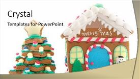  Presentation with gingerbread house - Presentation theme featuring cheerful gingerbread house background and a white colored foreground