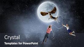  Presentation with dog - Slide deck consisting of cheerful-girl-and-dog-mixed background and a tawny brown colored foreground