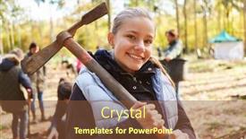  Presentation with campaign - Slides with cheerful-girl-as-a-nature background and a tawny brown colored foreground