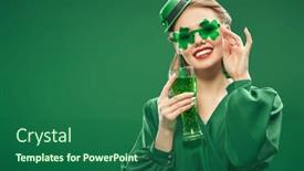  Presentation with clover - Presentation enhanced with cheerful-girl-dressed background and a ocean colored foreground