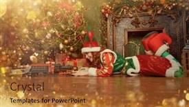  Presentation with christmas elf - Presentation theme with cheerful-girl-fairytale-elf-plays and a red colored foreground